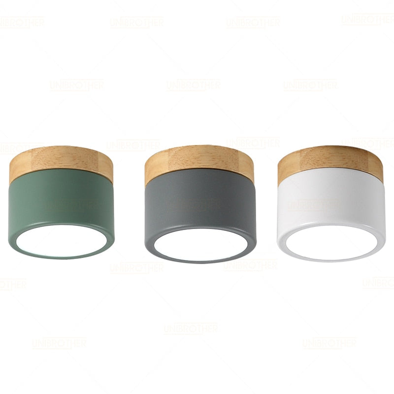 LED Downlight Wood Ceiling Lamp Surface Mounted 5w Lamps Lighting Fixtures living Room Down lights Simple Nordic Iron for Aisle