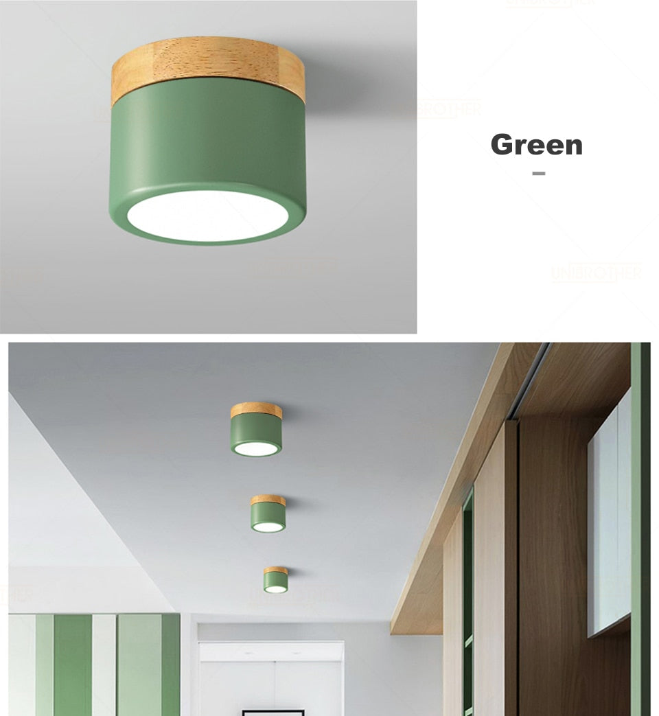 LED Downlight Wood Ceiling Lamp Surface Mounted 5w Lamps Lighting Fixtures living Room Down lights Simple Nordic Iron for Aisle