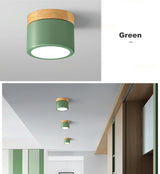 LED Downlight Wood Ceiling Lamp Surface Mounted 5w Lamps Lighting Fixtures living Room Down lights Simple Nordic Iron for Aisle
