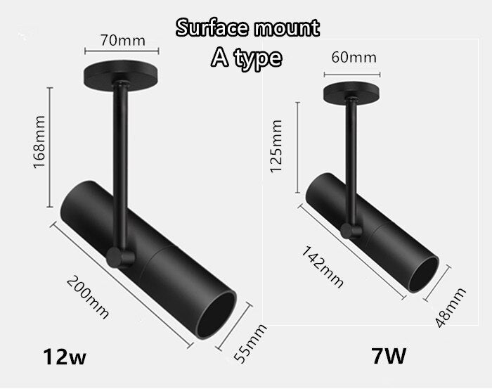 Dimmable Spot light Led downlights 7w  12w Background Lamp  LED COB Track Light surface mounted LED COB ceiling Indoor Lighting