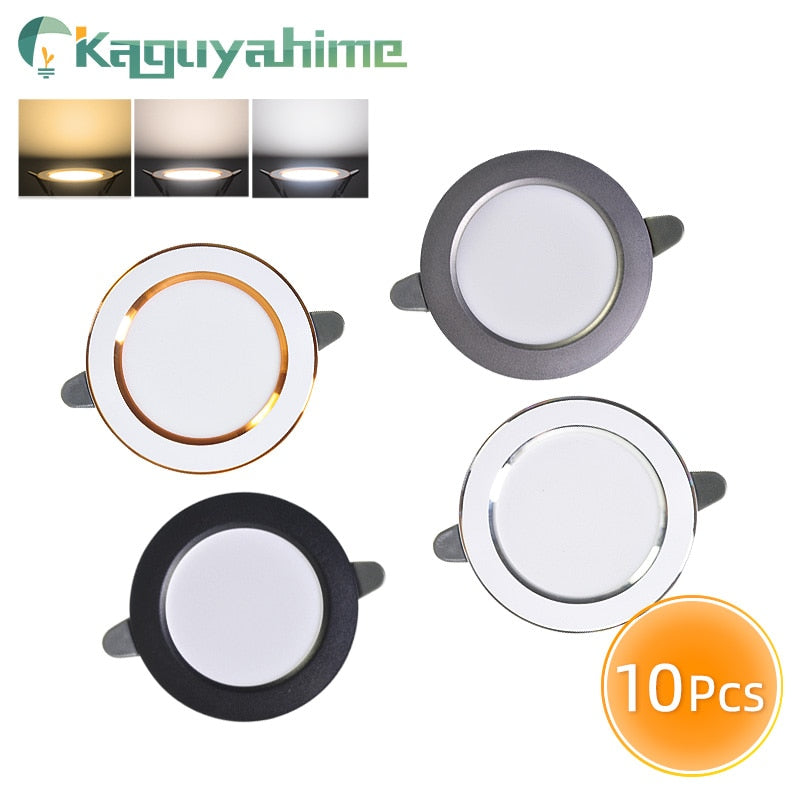 Kaguyahime 10pcs Downlight Natural White/Warm/Cold 3W 5W Spot LED Downlight AC220V Silver White Round Recessed Spot Lighting