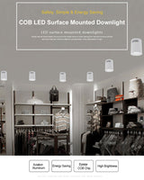 DBF Dimmable LED COB Surface Mounted Downlight 3W/5W/7W/10W/12W/15W White/Black Housing AC85-265V Ceiling Spot Light Home Decor