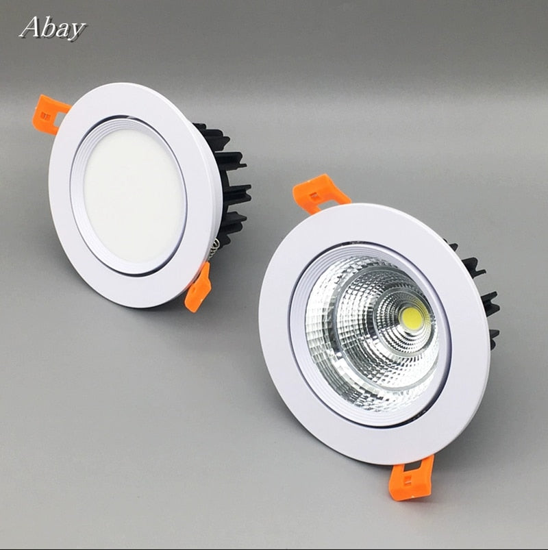 Round Dimmable Recessed COB LED Downlights 5W 7W 9W 12W 15W LED Ceiling Spot Lights AC85~265V LED Ceiling Lamps Indoor Lighting