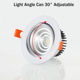 Round Dimmable Recessed COB LED Downlights 5W 7W 9W 12W 15W LED Ceiling Spot Lights AC85~265V LED Ceiling Lamps Indoor Lighting