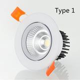 Round Dimmable Recessed COB LED Downlights 5W 7W 9W 12W 15W LED Ceiling Spot Lights AC85~265V LED Ceiling Lamps Indoor Lighting