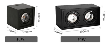 1pcs white Black High quality Surface Mounted adjustment LED COB dimmable Downlights ac85-265V 10W 20W LED Ceiling Lamp Spot