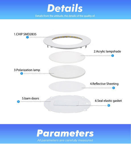 Ultrathin LED Downlight LED Round Panel Light 3W 6W 9W 12W 15W 18W Led Ceiling Recessed Grid Downlight  Lamp Lighting 110V 220V