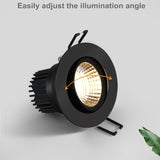 Dimmable round led spotlight embedded downlight AC86V~260V black and white ceiling light 3W~25W open-hole home lighting