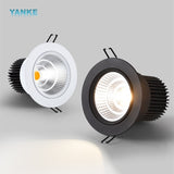 Dimmable round led spotlight embedded downlight AC86V~260V black and white ceiling light 3W~25W open-hole home lighting