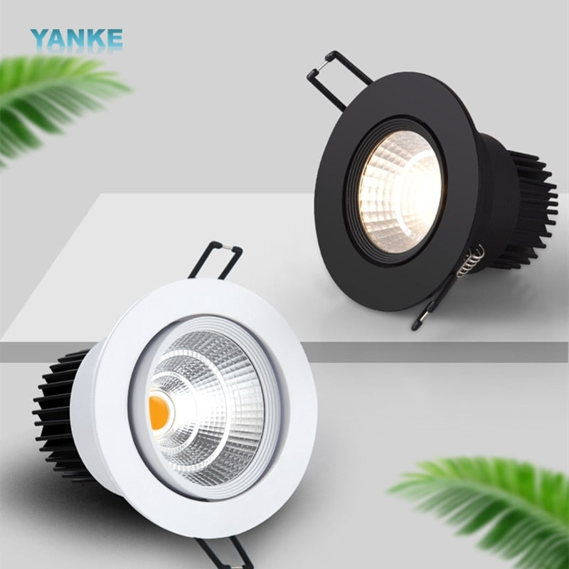 Dimmable round led spotlight embedded downlight AC86V~260V black and white ceiling light 3W~25W open-hole home lighting