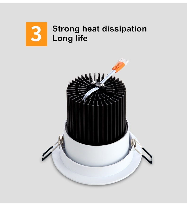 Dimmable round led spotlight embedded downlight AC86V~260V black and white ceiling light 3W~25W open-hole home lighting