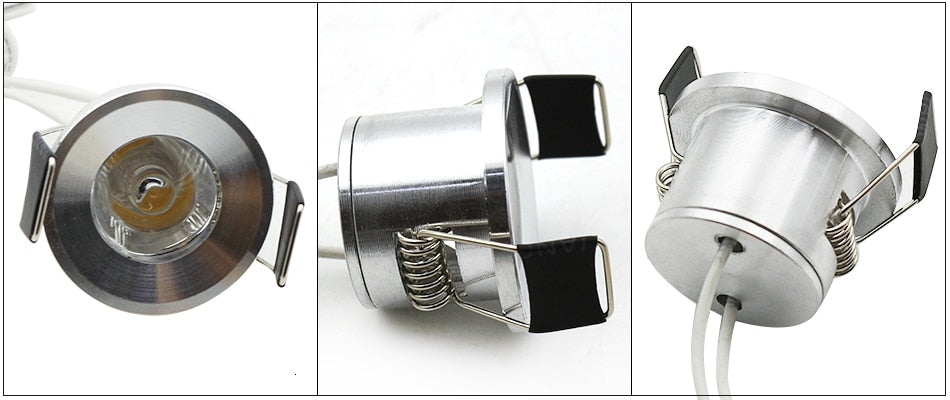 LEDIARY LED Mini Cabinet Downlights 12V Silvery White Black 1.5W 27mm Cut Hole Recessed Mounted Ceiling Spot Lamp For Study Room