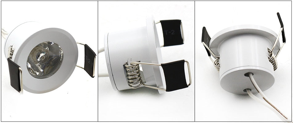 LEDIARY LED Mini Cabinet Downlights 12V Silvery White Black 1.5W 27mm Cut Hole Recessed Mounted Ceiling Spot Lamp For Study Room