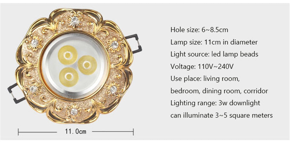 American Luxury Gold Bull Eye Embedded Ceiling Lamp Kitchen Living Room Hallway Led Spot Light 110V 220V 3W 5W 7W Downlights