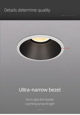 Aisilan LED Recessed spot light Narrow Border Downlight living room spotlight 7.5CM open hole downlight minimalist bedroom light