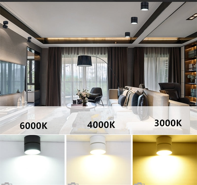 Dimmable and rotatable ceiling light 7W/12W/15W AC85V-285V LED surface mounted downlight astigmatism track light