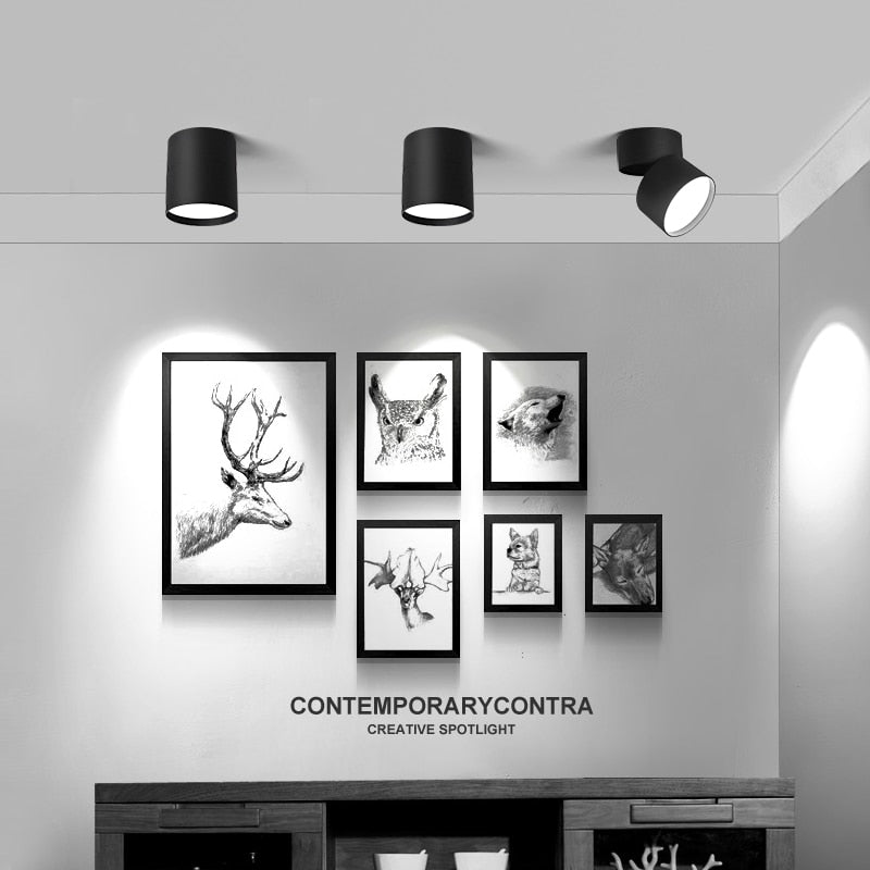 Dimmable and rotatable ceiling light 7W/12W/15W AC85V-285V LED surface mounted downlight astigmatism track light