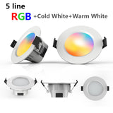 Bluetooth Smart LED Downlight Dimming Round Spot Light 5W 9W RGB 6pcs/lot Color Changing Warm Cold light Work With 110V 220V