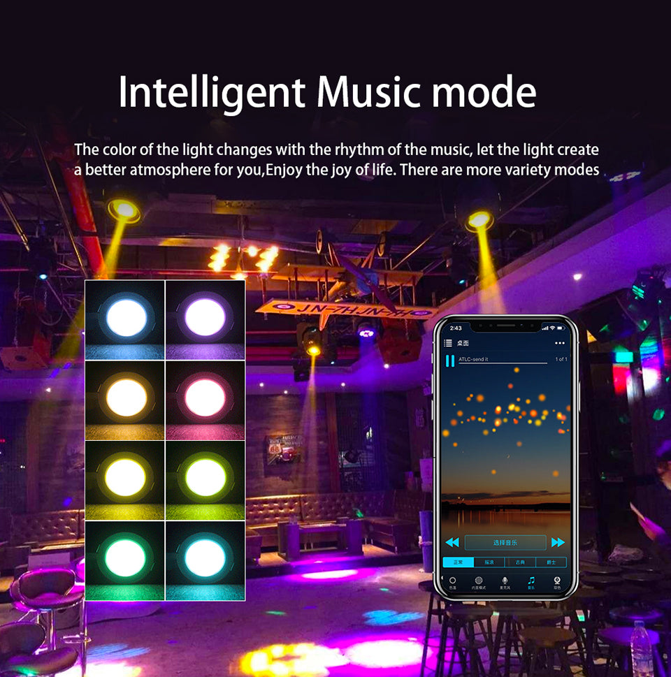Bluetooth Smart LED Downlight Dimming Round Spot Light 5W 9W RGB 6pcs/lot Color Changing Warm Cold light Work With 110V 220V