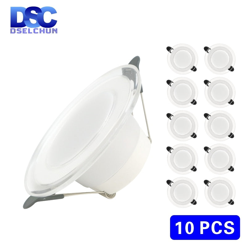 LED Downlight 10pcs/lot 6W LED Lamp 220V Spotlight Recessed Round Panel Light 3 Colors Changeable Indoor Lighting Downlight