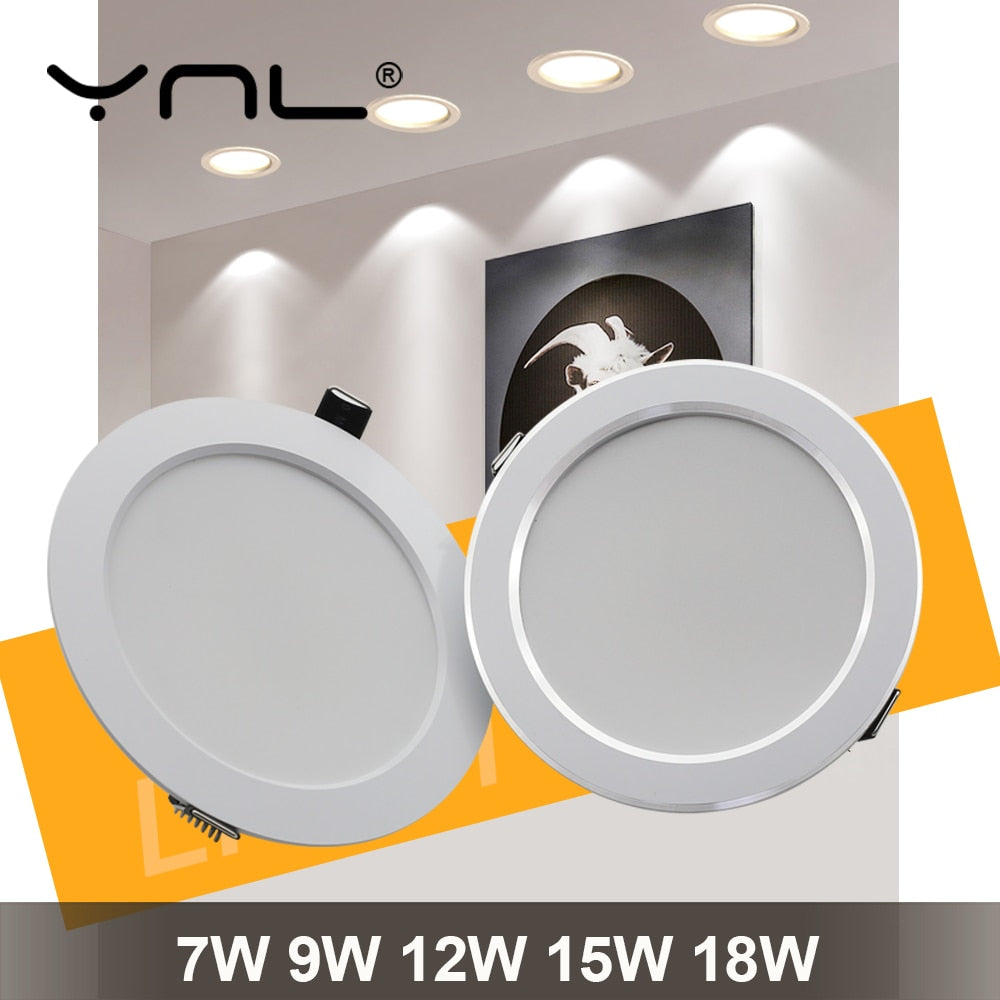 LED Downlight 18W 15W 12W 9W 7W Round Recessed Lamp AC 220V Led Down Light 240V Home Decor Bedroom Kitchen Indoor Spot Lighting