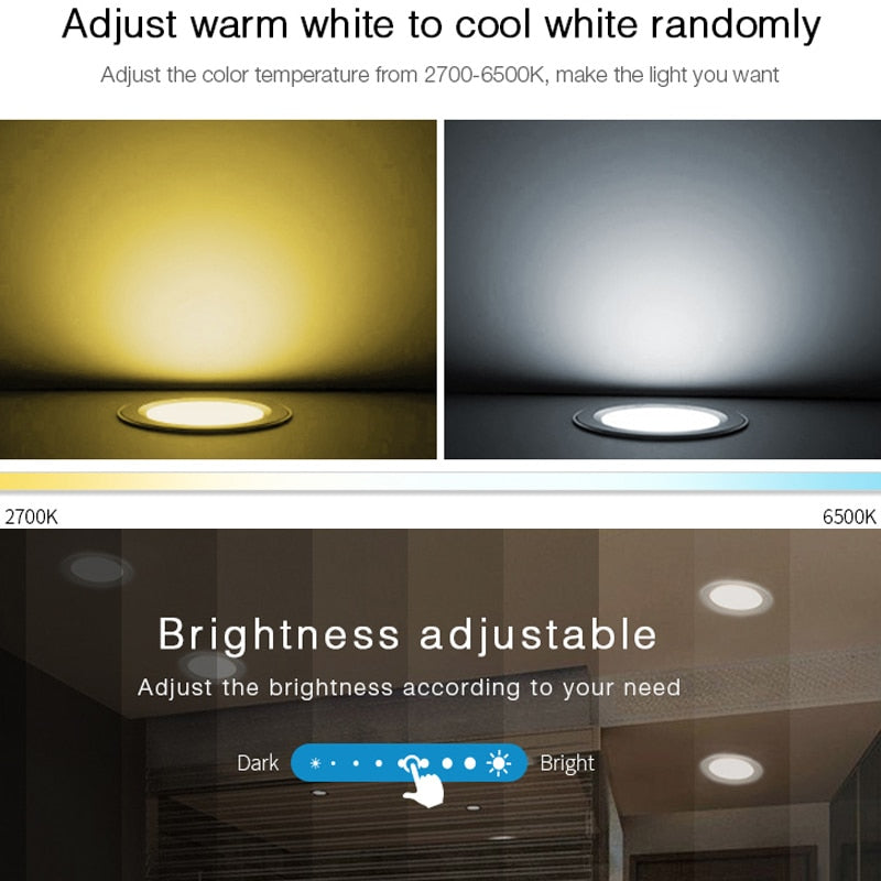 LED light Downlight dimmable smart Indoor living room light AC220V 18W RGB+CCT can Mobile phone/2.4G remote/wifi/voice control