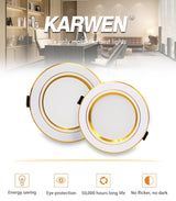 KARWEN LED Downlight AC 220V 230V 240V Ceiling light 5W 9W 12W 15W 18W Gold Body Led spotlight for living room