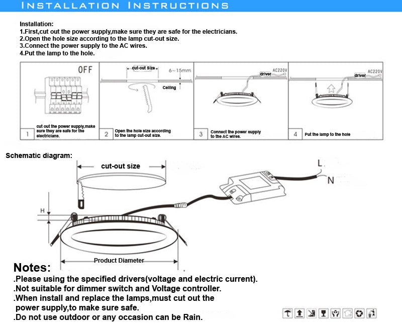 LED Panel Lights Ultra thin Recessed Downlight 6W 8W 15W 20W 110V 220V Square Round Panel lamp Ceiling Lamp White/Warm white