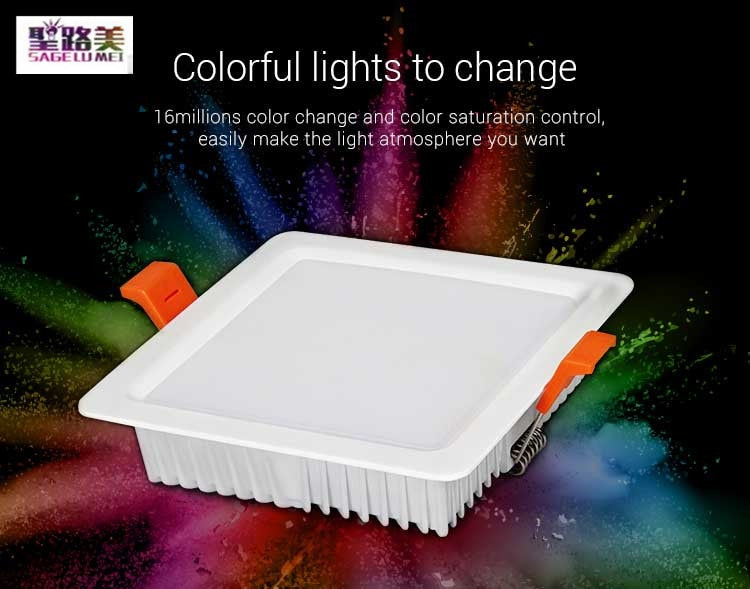 Milight 2.4G wireless remote panel control 9W RGB+CCT Square LED Downlight AC100~240V 50/60Hz use with smartphone APP wifi