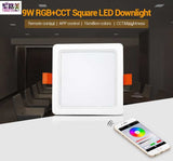 Milight 2.4G wireless remote panel control 9W RGB+CCT Square LED Downlight AC100~240V 50/60Hz use with smartphone APP wifi