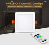Milight 2.4G wireless remote panel control 9W RGB+CCT Square LED Downlight AC100~240V 50/60Hz use with smartphone APP wifi