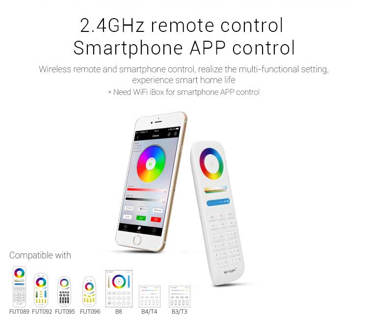 Milight 2.4G wireless remote panel control 9W RGB+CCT Square LED Downlight AC100~240V 50/60Hz use with smartphone APP wifi