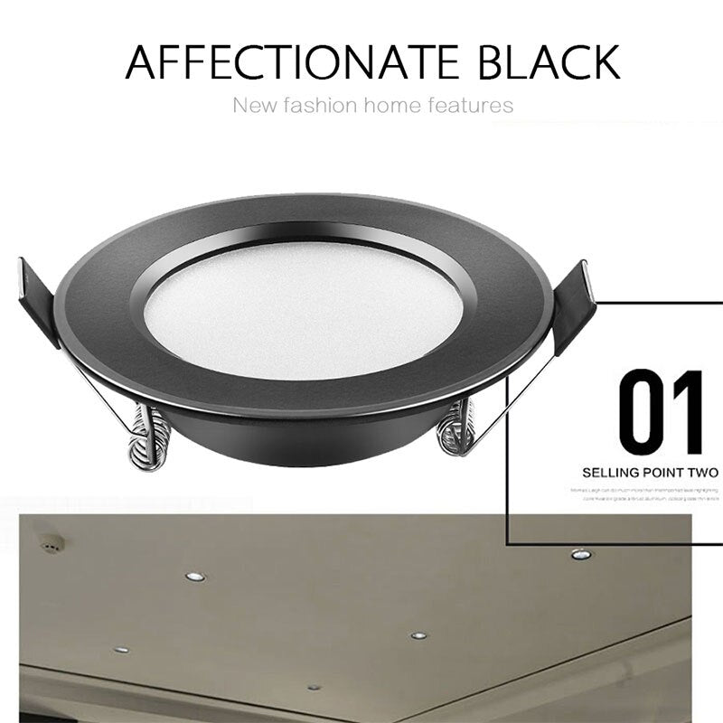 Ultra Bright Round black LED Downlight 3W 5W 7W 9W 12W 15W Aluminum AC110V 220V LED Down Light Red blue green Recessed Spot