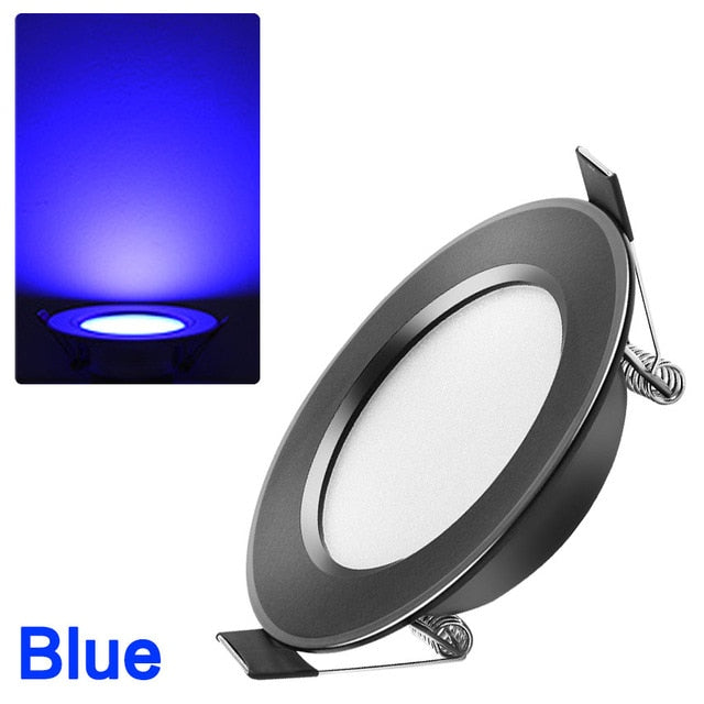Ultra Bright Round black LED Downlight 3W 5W 7W 9W 12W 15W Aluminum AC110V 220V LED Down Light Red blue green Recessed Spot