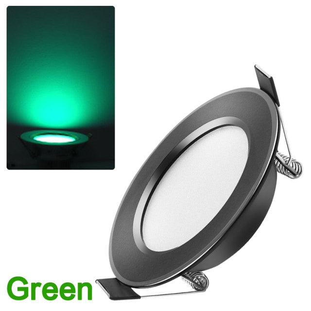 Ultra Bright Round black LED Downlight 3W 5W 7W 9W 12W 15W Aluminum AC110V 220V LED Down Light Red blue green Recessed Spot