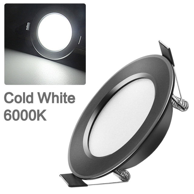 Ultra Bright Round black LED Downlight 3W 5W 7W 9W 12W 15W Aluminum AC110V 220V LED Down Light Red blue green Recessed Spot