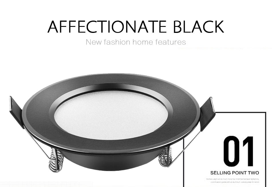 Ultra Bright Round black LED Downlight 3W 5W 7W 9W 12W 15W Aluminum AC110V 220V LED Down Light Red blue green Recessed Spot