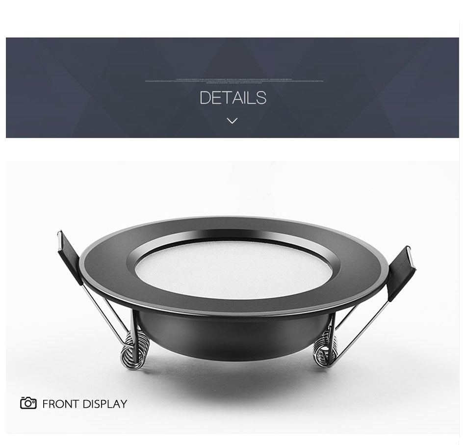 Ultra Bright Round black LED Downlight 3W 5W 7W 9W 12W 15W Aluminum AC110V 220V LED Down Light Red blue green Recessed Spot