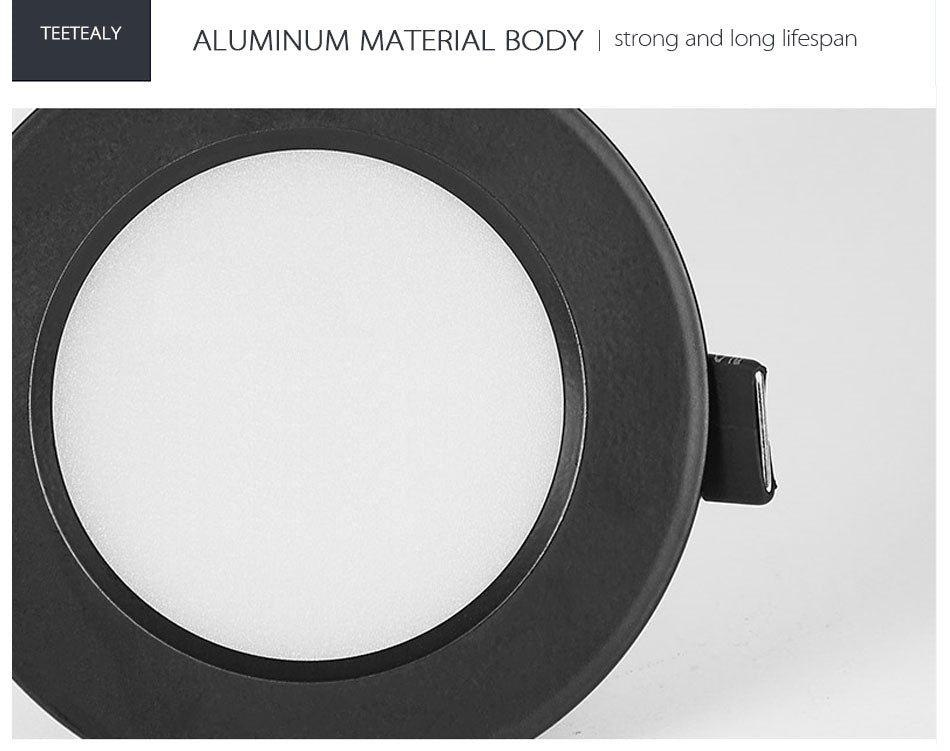 Ultra Bright Round black LED Downlight 3W 5W 7W 9W 12W 15W Aluminum AC110V 220V LED Down Light Red blue green Recessed Spot