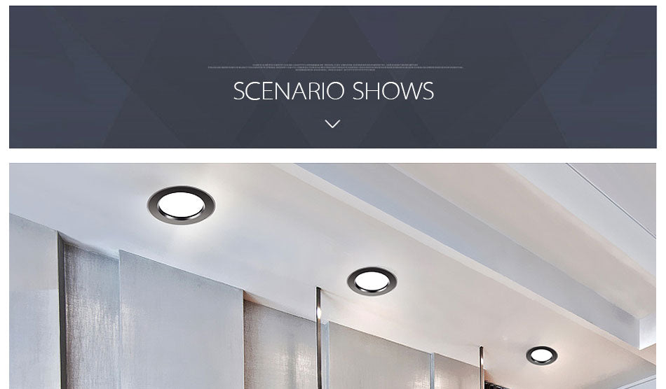 Ultra Bright Round black LED Downlight 3W 5W 7W 9W 12W 15W Aluminum AC110V 220V LED Down Light Red blue green Recessed Spot