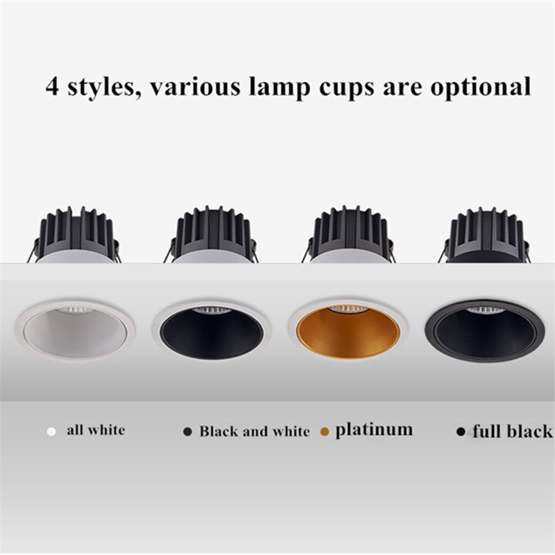 Dimmable recessed LED downlights 7W 10W 12W COB LED Ceiling lamp Spot lights lampnarrow side opening LED lamp indoor lighting