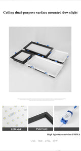 LED Downlight 1pcs Panel light Dimmable Recessed led downlight 12W 18W 24w 36w Square LED Spot light led ceiling lamp AC110V 220V