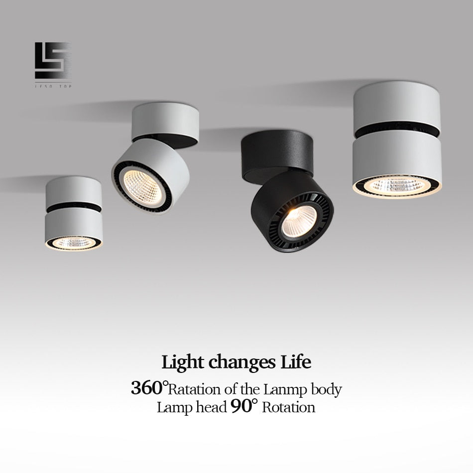 Led Downlight 360 Degrees Rotatable Surface Mounted Downlight 15W LED Ceiling Spot Light Indoor Living room Foyer Spot Lamp