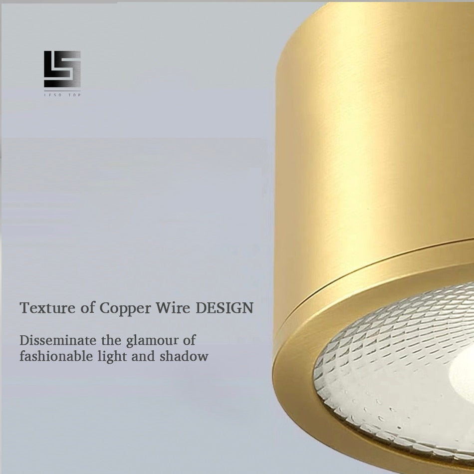 Copper Surface Mounted Ceiling Downlight 7W LED Ceiling Spot Light for Living Room Bedroom Corridor Spot Light Home Fixture