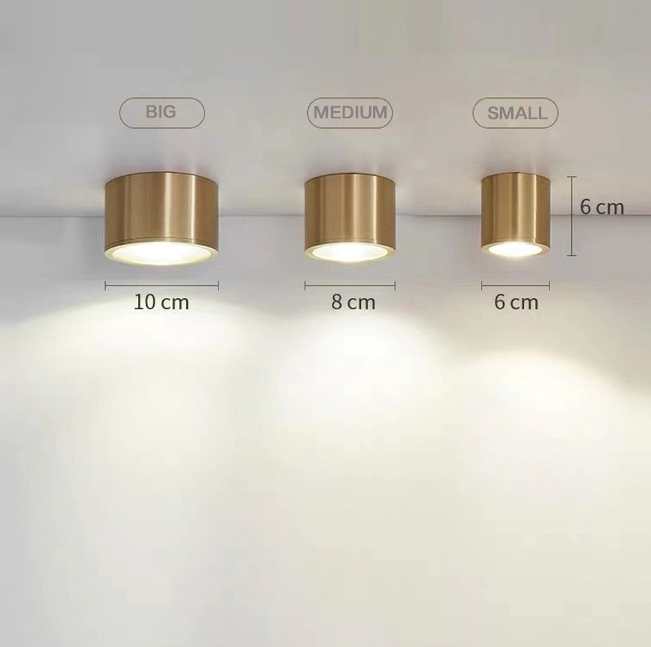 Copper Surface Mounted Ceiling Downlight 7W LED Ceiling Spot Light for Living Room Bedroom Corridor Spot Light Home Fixture