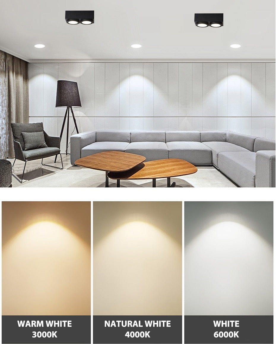 Square LED Wall Mounted Downlight COB Spot light Ceiling Lamp Surface Mounted Downlight decoration Ceiling Lamp 220V