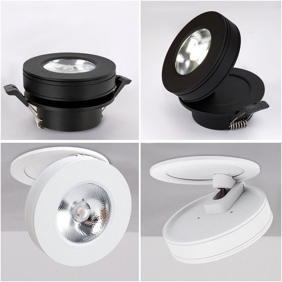 Foldable embedded LED Downlight 3W 5W 7W LED Ceiling downlight 360 degree rotatable built in COB Spot light Recessed led lamp
