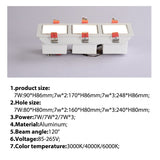 Square Recessed LED Downlights 7W Single/Double COB LED Ceiling Spot Lights Background Lamps AC85~265V Indoor LED Spot Light