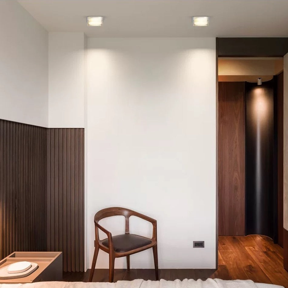 New Square Dimming LED Crystal Downlight LED Ceiling Spot Light Gold/Chrome recessed lamp kitchen Lighting for home decoration