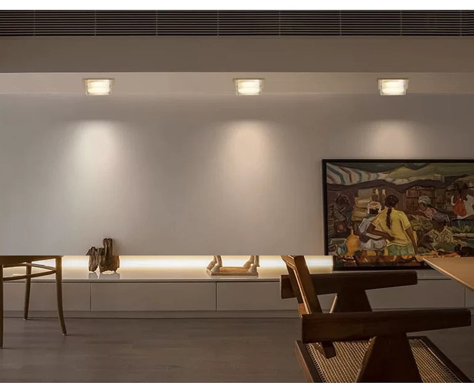 New Square Dimming LED Crystal Downlight LED Ceiling Spot Light Gold/Chrome recessed lamp kitchen Lighting for home decoration